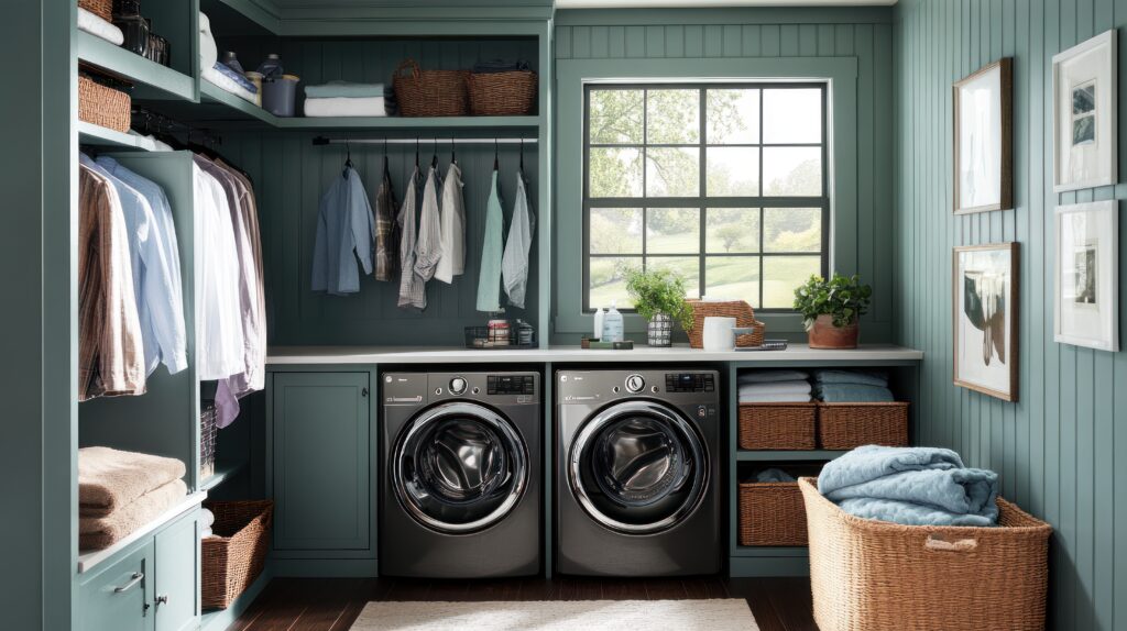 Large-capacity LG front load smart washer featuring TurboWash