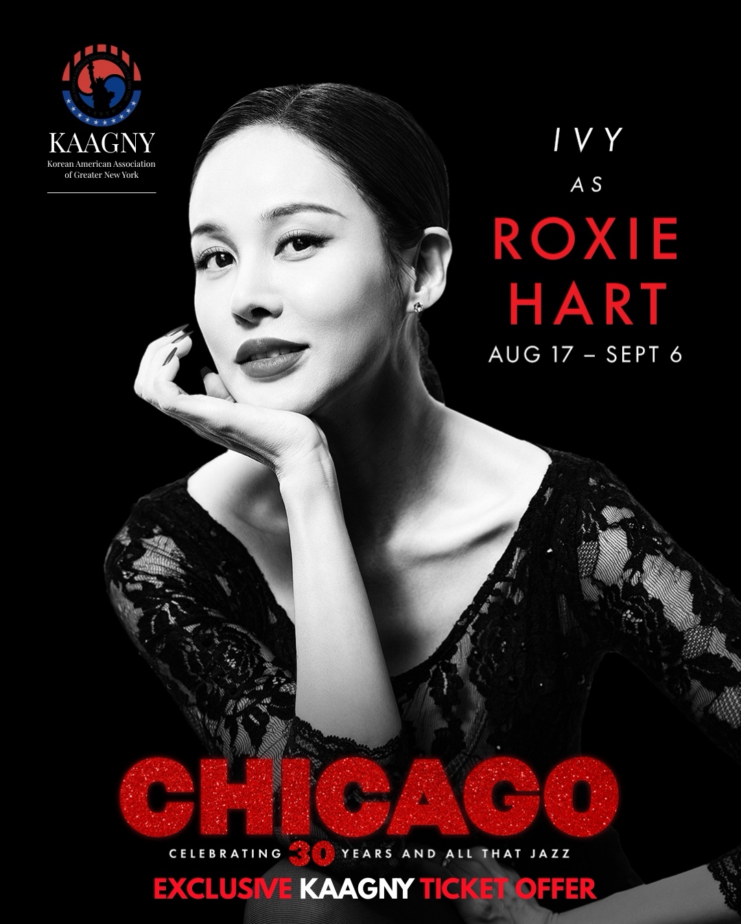 Korean singer-actress Ivy as Roxie Hart in CHICAGO Broadway 2026